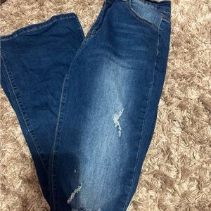 Flared Dark Blue Distressed Women's Jeans